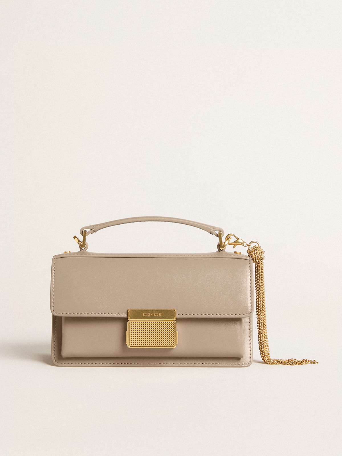 Golden Goose - Small Venezia Bag in beige boarded leather with gold details in 